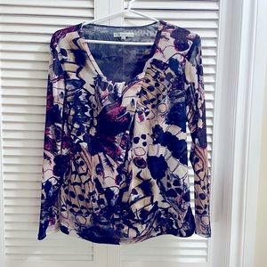 Cleo XL Petites navy & burgandy top